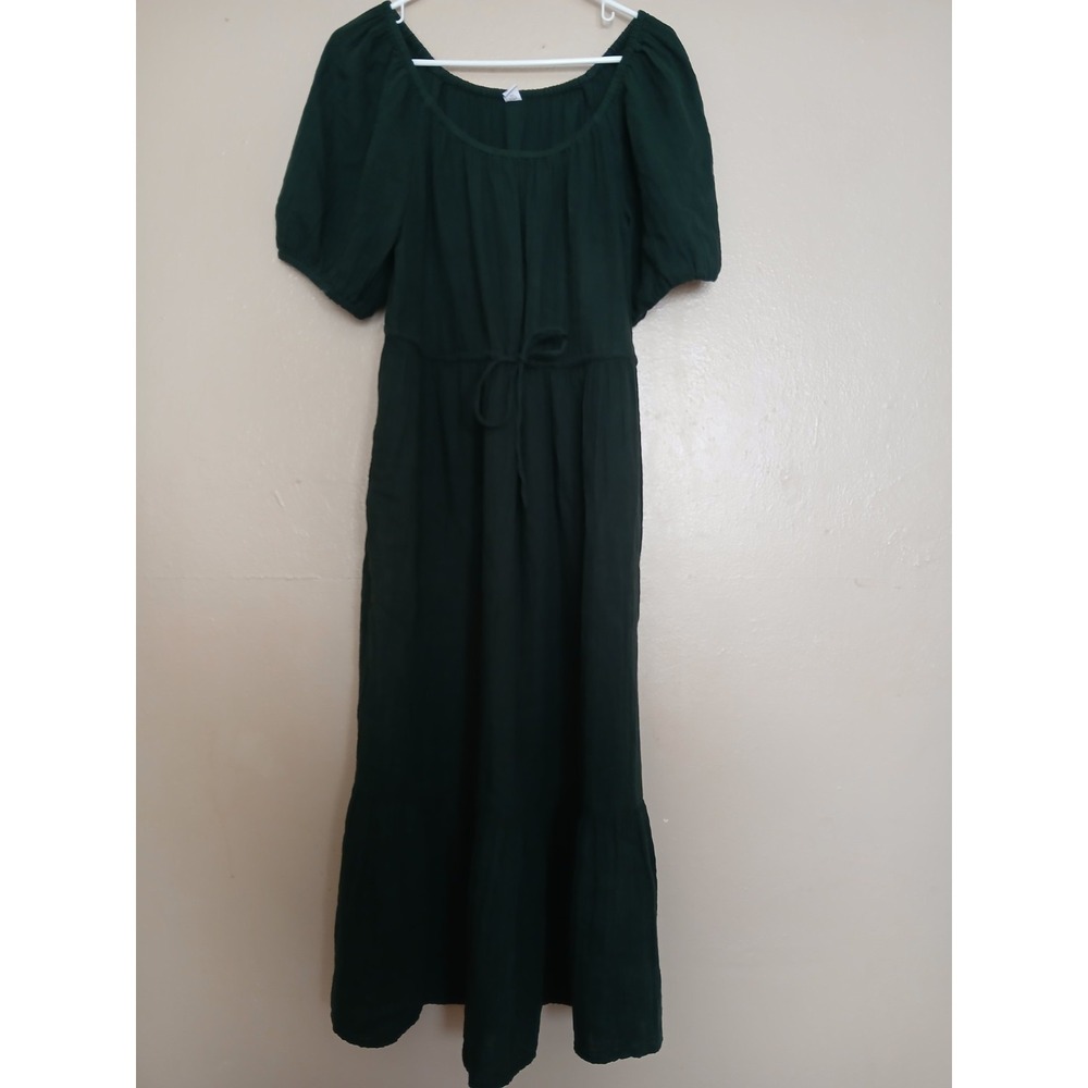 Old Navy Dress Medium Gauze Cotton Midi Puff Sleeves Peasant Bohemian Cottage